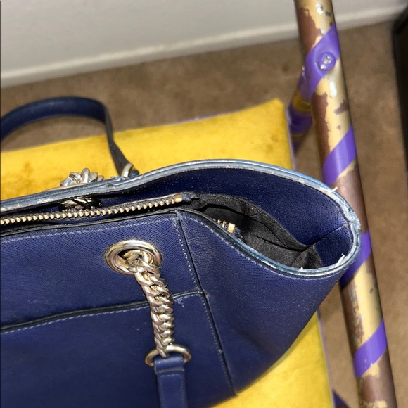 Calvin Klein Navy Tote with Silver Chain - Picture 9 of 11